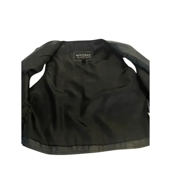 Wilsons The Leather Experts Sleeveless Vest Full Zip L Black Moto - Picture 7 of 11